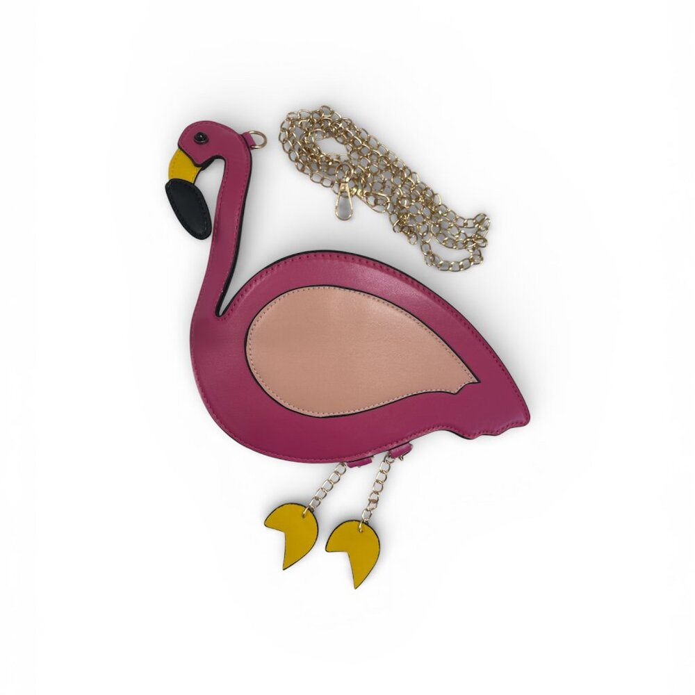 Flamingo Shaped 3D Crossbody Handbag/ Tropical Purse With Gold Chain Strap - NWT - Picture 8 of 9